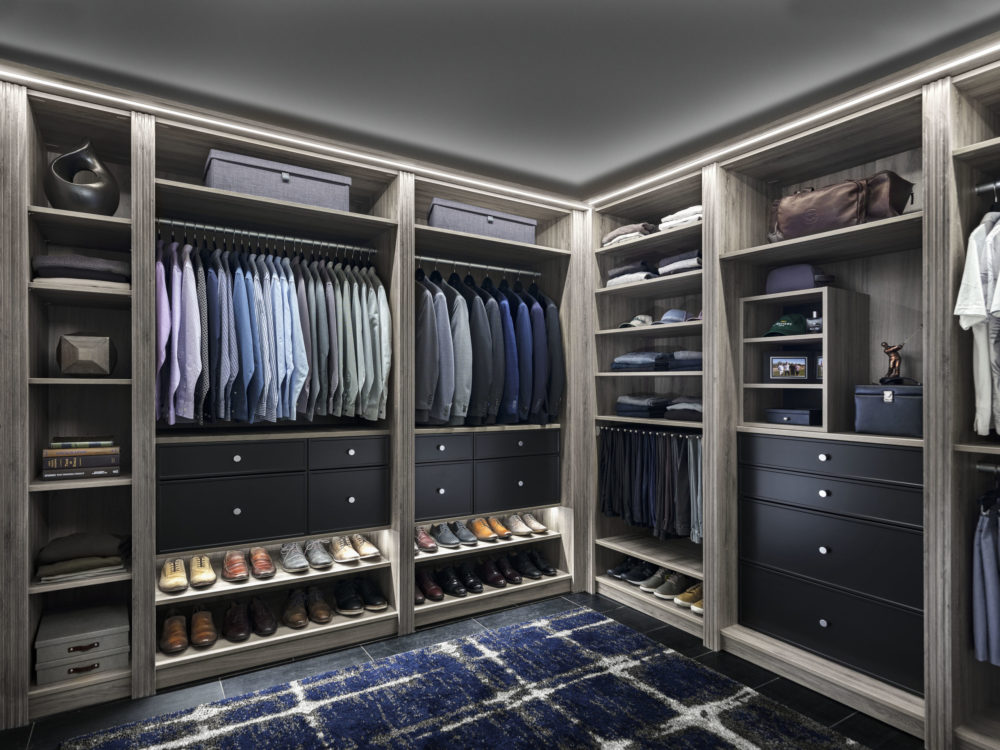 Custom organized closet with shelving